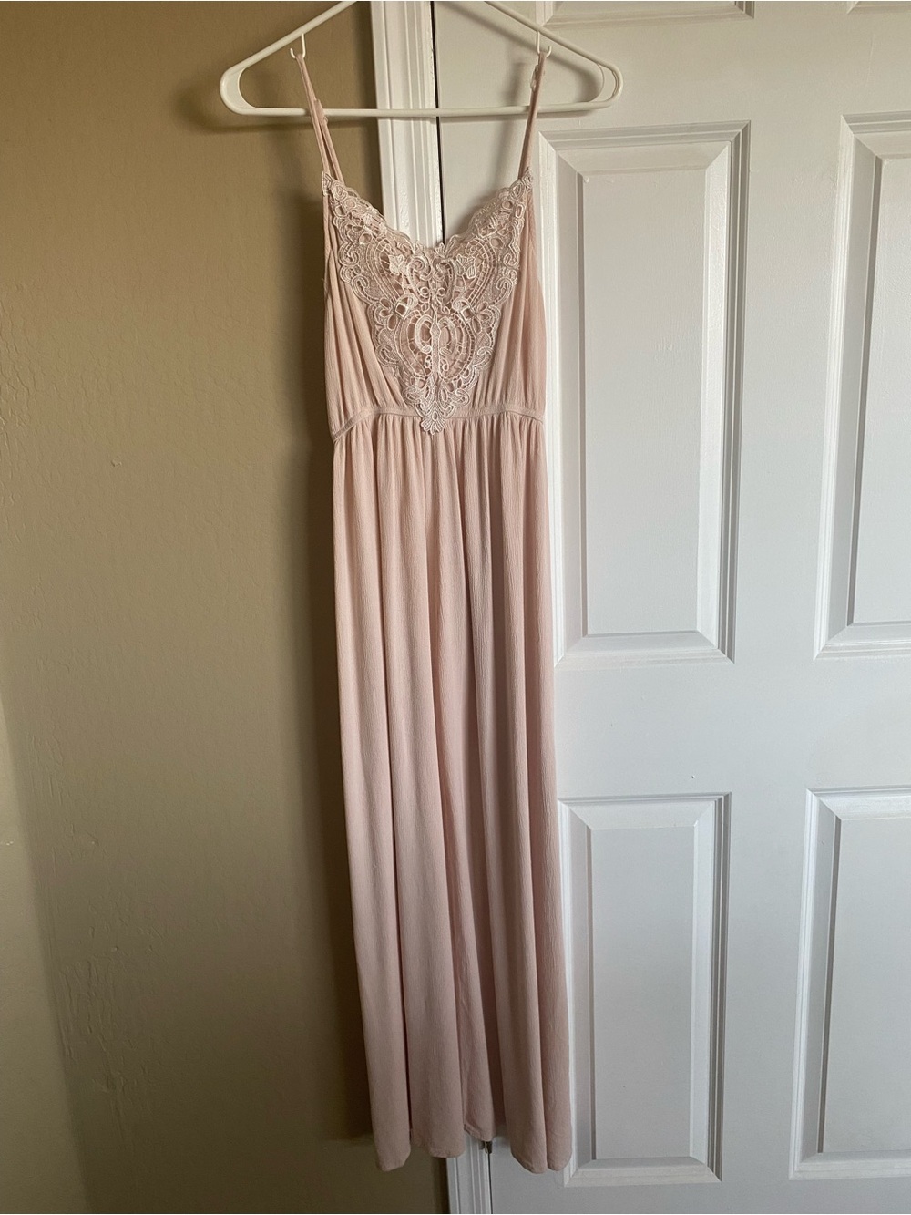 Charlotte Russe Blush Pink Lace Maxi Dress Boho Romantic Medium - Picture 3 of 8